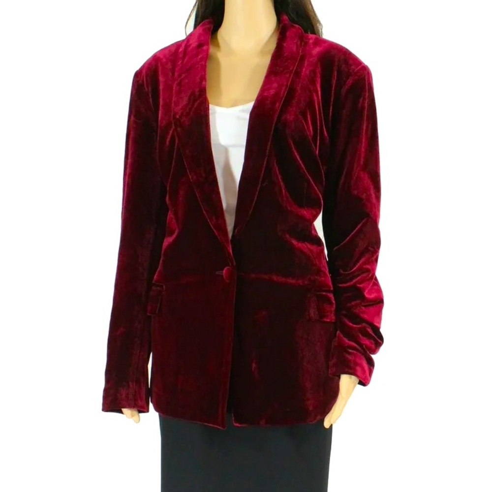NWT, INC Maroon Velvet Oversized Blazer